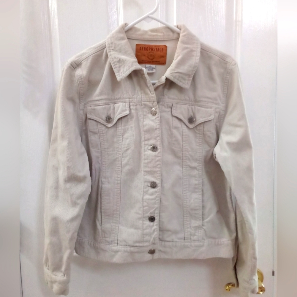 Aeropostale beige corduroy button down jacket, large